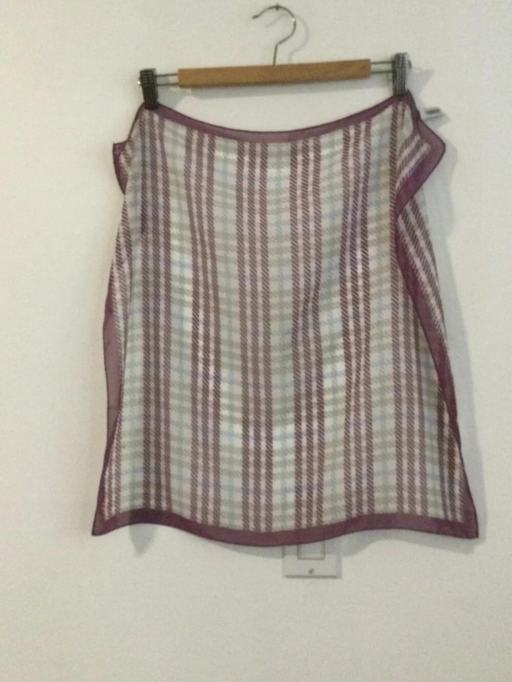Vintage grid Plaid Lightweight Sheer Square scarf y2K 90s purple white blue grey